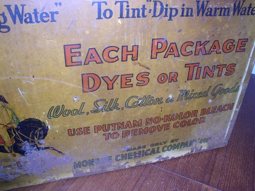 Putnam's Fadeless Dyes-Tints antique Store Counter Display Cabinet Metal/Wood - Picture 15 of 16