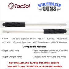 Tactical Solutions Ruger 10/22 SBX Bull Barrel in Silver with Black Shroud