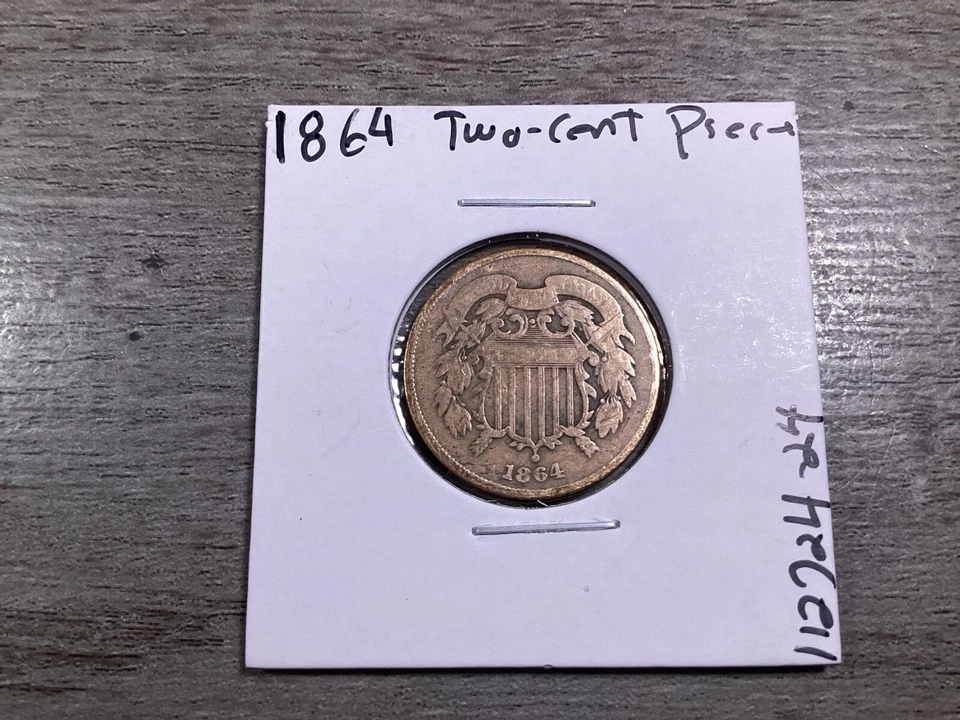1864 Two Cent Piece with Rare Reverse Error 180 Degree Inverted 112724 24u - Image 3 of 4