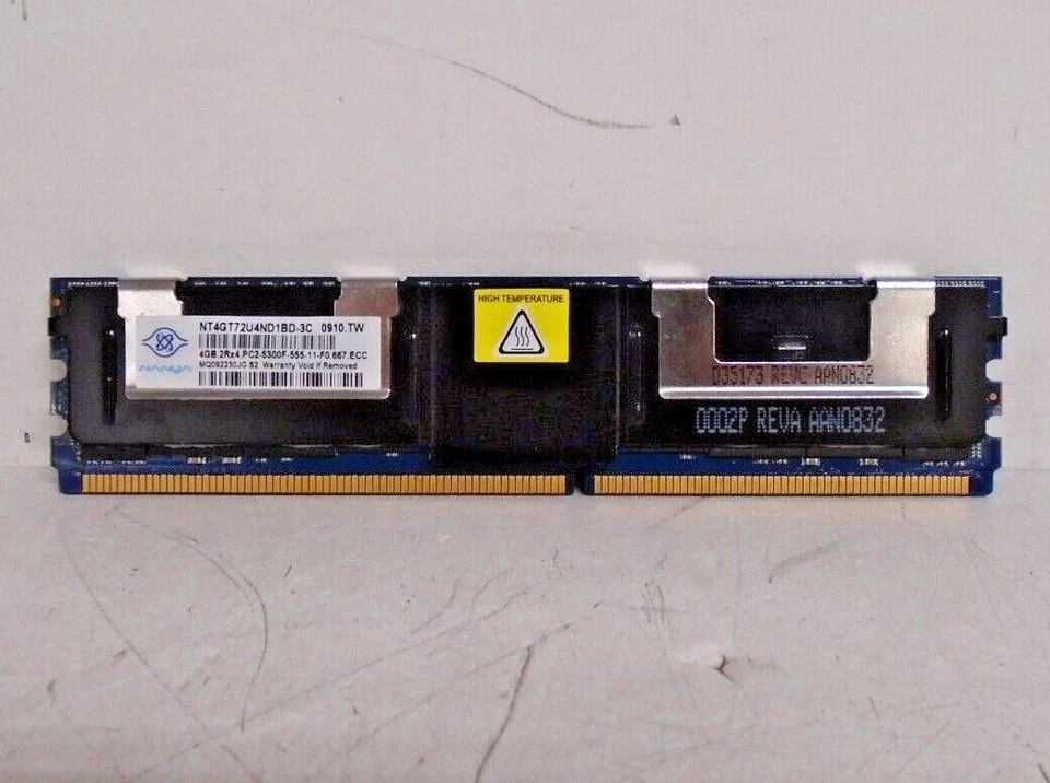 Nanya NT4GT72U4ND1BD-3C ECC Server RAM | 4GB Lot of 4 | 2Rx4 PC2-5300F (16GB) - Image 3 of 4