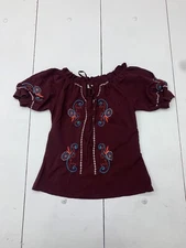 Moda Womens Dark Purple Short Sleeve Blouse Size Medium
