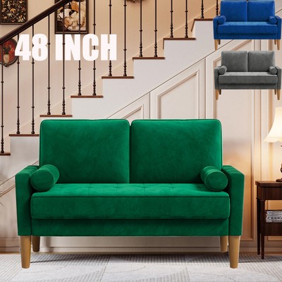 Small Modern Velvet Sofa Loveseat Tufted Couch Futon Settee Apartment Office 