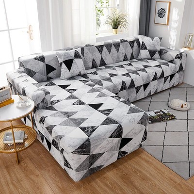 Geometry Elastic Sofa Slipcover for Different ShapeSofa L-Style Need 2Sofa Cover