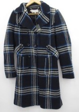 Hobbs ‘marilyn’ Checked Ladies Wool Coat Size Uk 14/ Eu 42 Navy Multi With Tags