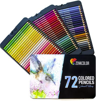 72 Colored Pencils Set, Numbered, with Metal Pencil Box for Adults & Teens (NEW)