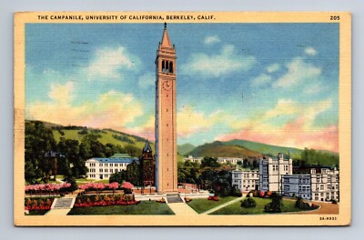 The Campanile Tower University of California Berkeley CA Postcard c1944