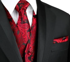 Men's APPLE PAISLEY FORMAL TUXEDO VEST TIE HANKIE Wedding Prom Cruise Homecoming