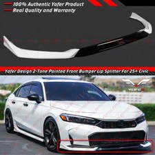 For 2025-26 Honda Civic Yofer Pearl White Black 2 Tone Front Bumper Lip Splitter