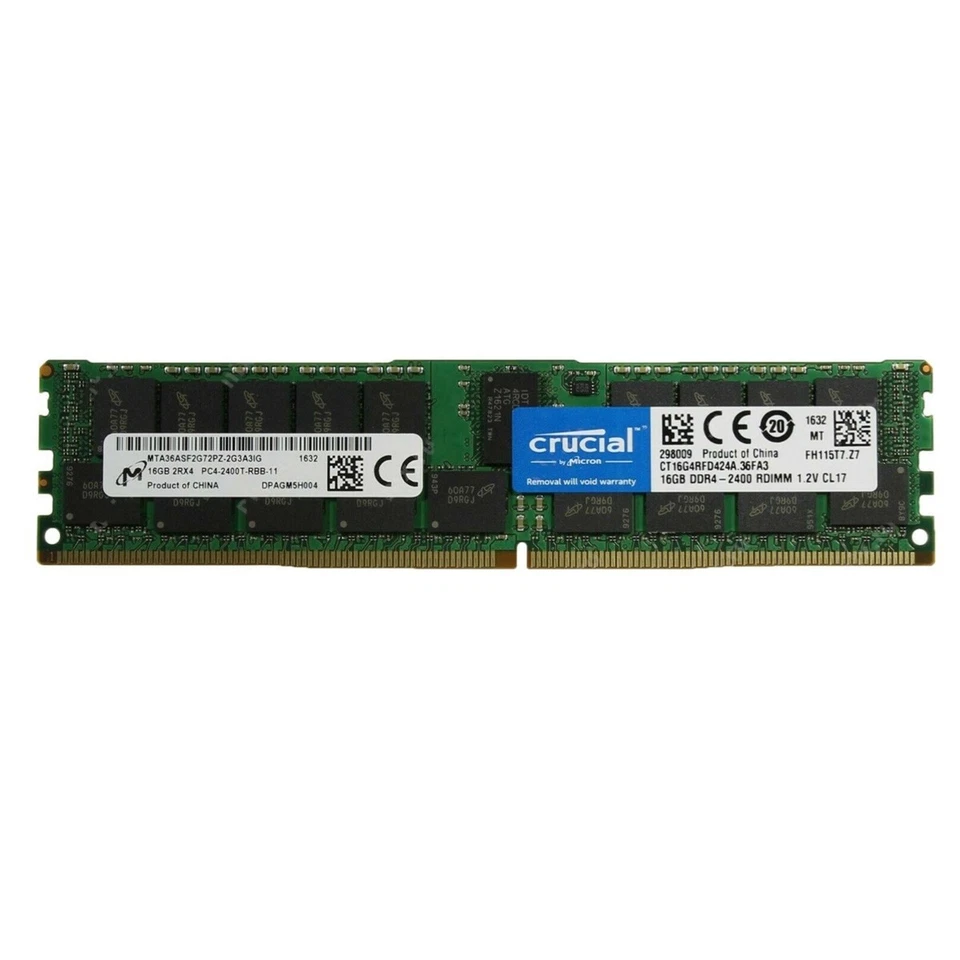 Crucial 32GB (2X 16GB ) DDR4 2400MHz PC4-19200 ECC Registered Ram CT16G4RFD424A - Image 2 of 3