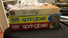 3 SPRINGBOK PUZZLE LOT 500 PC. BIRDHOUSES, BIRDS OF A FEATHER, GOLDEN LIGHT