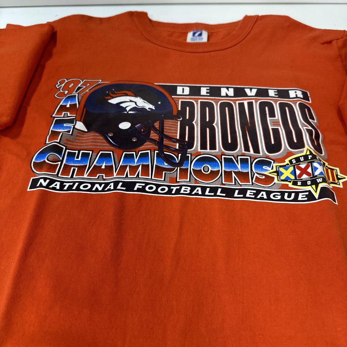 Vintage Logo 7 Denver Broncos 1997 AFC Champions T Shirt, Men's