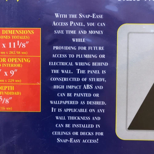 PlumBest 6"X9" Plastic Panel Snap-Ease Wall Access Panel Depth 5/8” A04-006 - Picture 5 of 6