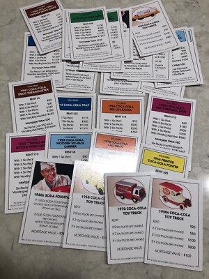 COCA-COLA MONOPOLY 28 PROPERTY DEED TITLE CARDS 2010 COKE  EDITION S33