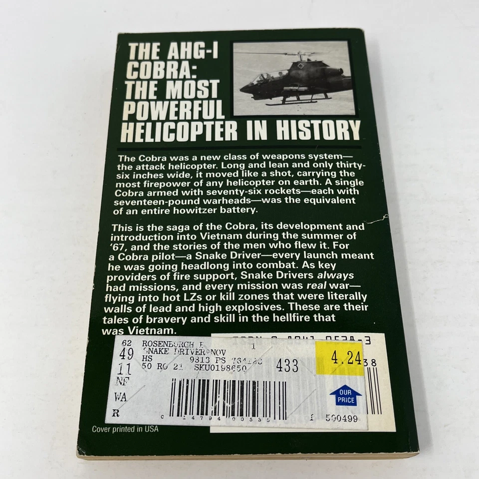 Snake Driver! : Cobras in Vietnam by Bob Rosenburgh 1st Edition 1993 Paperback Foto 3 de 4