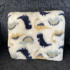 Baby Gear Blue Dino Dinosaur Plush Blanket Sherpa White Blue T-Rex Stegosaurus