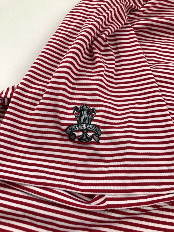 Серебряный Tassie гольф рубашка-поло мужчин 2XL XXL красный белый в полоску коротким рукавом эластичной - Изображение 4 из 4