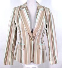 New York  Company Stretch Blazer Sz 2 Womens Striped Cotton Blend Jacket NWT