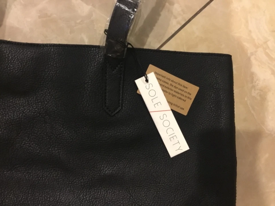 NUEVO BOLSO SHOPPER SOLE SOCIETY VEGANO "DAWSON" OVERSIZE en NEGRO Foto 2 de 4