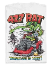 Men's Ed Big Daddy Roth Rat Fink 427 Rat Hot Rod White Cotton T-Shirt M-3XL RF35