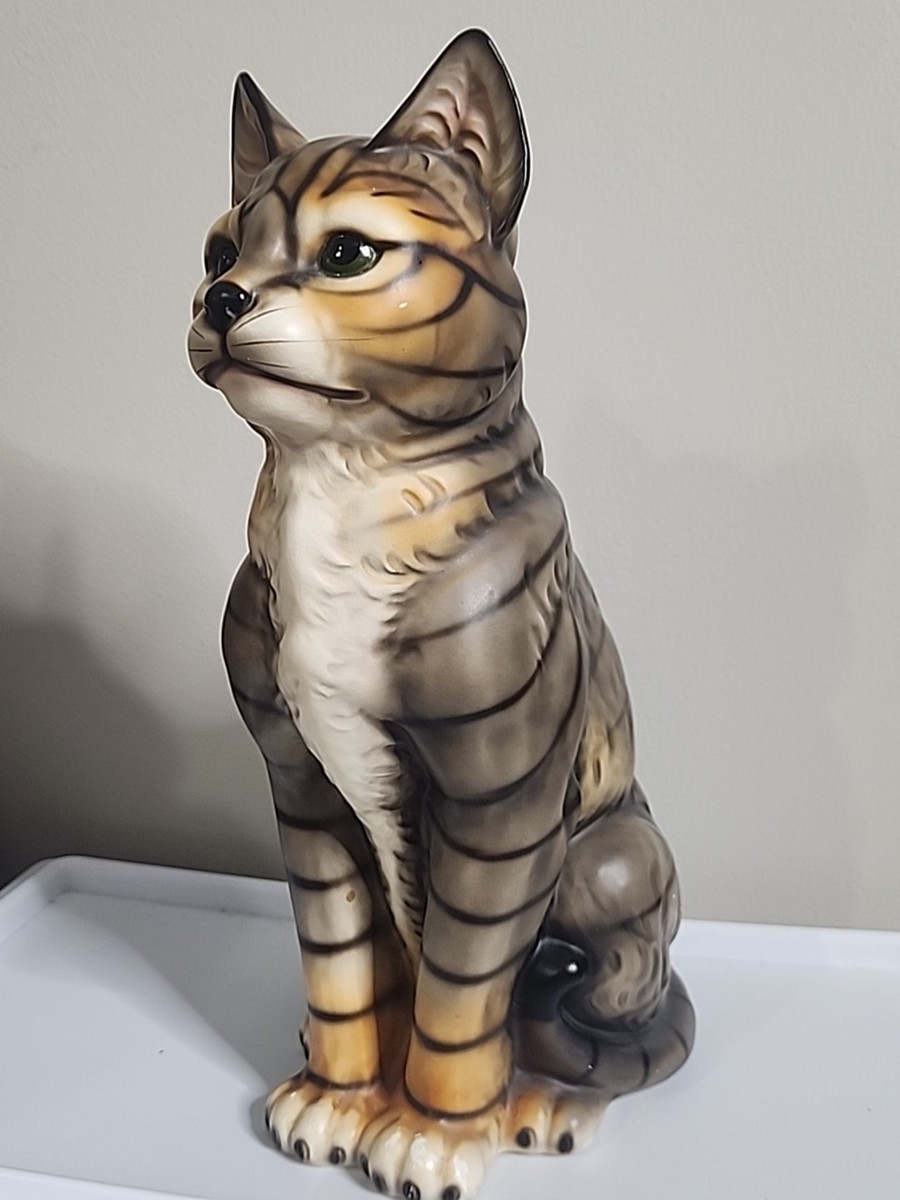 Large Harvey Knox Art Cat Figurine Statue Hand Painted 16” Japan