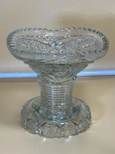EAPG McKee Concord Pressed Clear Glass Punch Bowl Pedestal Stand. 5” Tall x 5” W