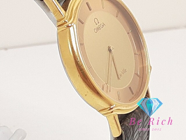 OMEGA De Ville Mens Gold Brown Leather Strap Watch 191.0229 Cal.1455