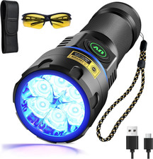 Torcia UV 395Nm 6X LED Torce Luce Nera Ultravioletta, Lampada Di Wood Portatile 