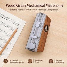 Wood Grain Mechanical Metronome, Portable Manual Wind Musical Tempo Timer Tool