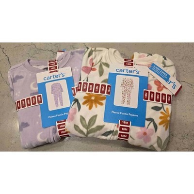 Set of 2 New Carter's Fleece Footie Pajamas 18M