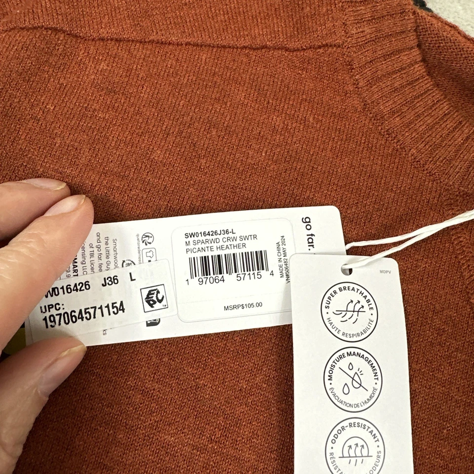 Smartwool Sweater Men's Large Picante Heather Sparwood Crew - Image 3 of 4