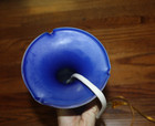 Vintage Frosted Cobalt Blue and Matte Grey Cameo Glass Lamp Art Glass — photo 5