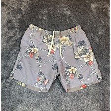 Tommy Bahama Relax Mens L Grey Tropical Pineapple Floral Swim Trunks Board Short