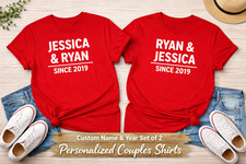 Camisas Personalizadas Parejas Nombre Personalizado Año Juego Regalo Aniversario Conjunto Camisetas