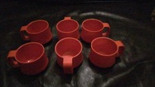 SET COMPLETO 6 TAZZINE VINTAGE ARANCIONE DESIGN GUZZINI ABS ANNI 70 OTTIME!!