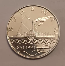 CZECHOSLOVAKIA - 1991 silver 50 Korun - Bohemia steamship - PROOF