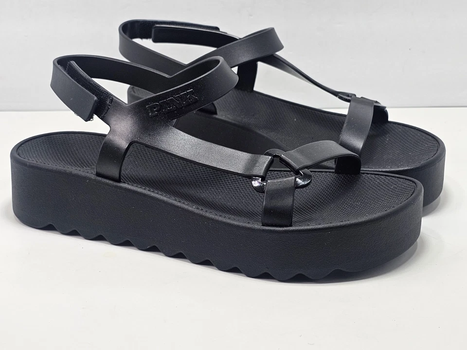 Sandalias de plataforma ROSA Victoria's Secret negras talla US 5 - 6 correas gladiador  Foto 4 de 4