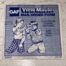 GAF View-Master Vintage Mail Order Form July 1978