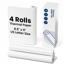 Thermal Paper 8.5" x 11" US Letter Size, 4 Rolls Quick-Dry Thermal Printer Pa...