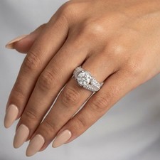 Vintage Side Stone Engagement Ring 14K Gold 2.56 CT Round Natural Diamond F SI2