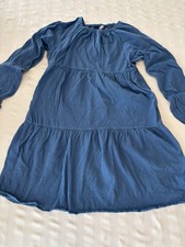 Lands End Girls Long Sleeve Tiered Knit Dress - Size L 10-12 Blue