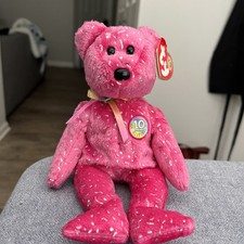 Ty Beanie Babies - Decade the Bear [Pink] - (2003, Retired)