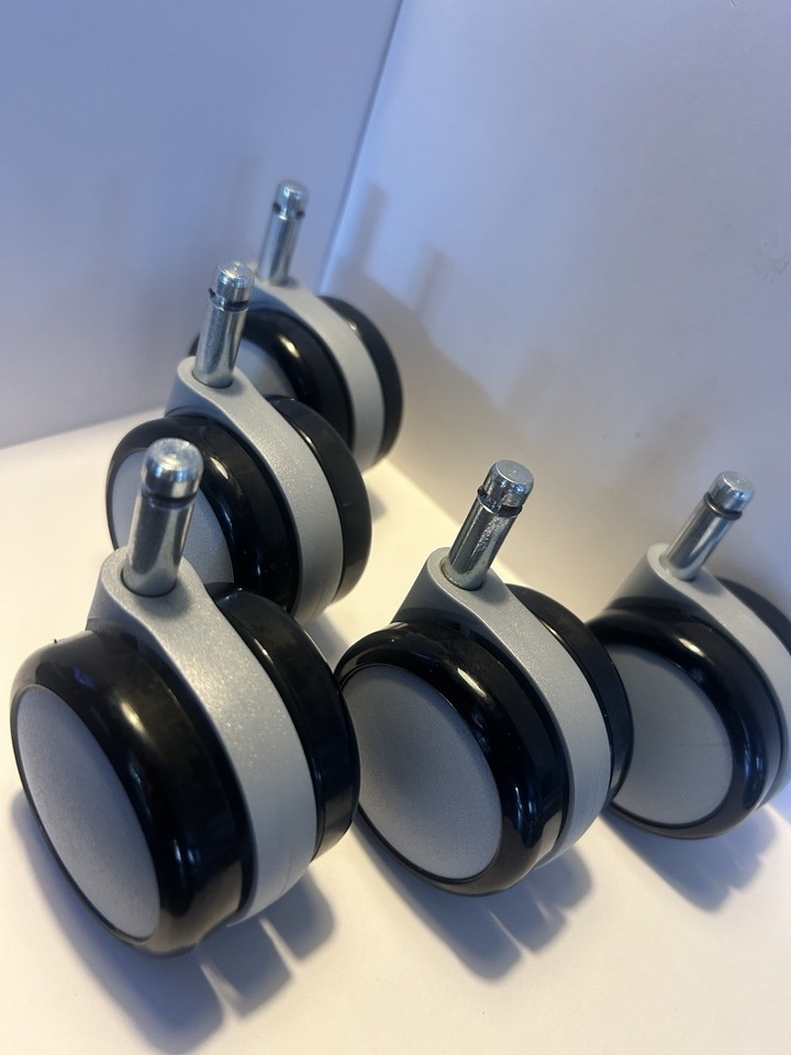5 x 65mm twin wheel castors for office chairs etc 10mm stem - bench ...