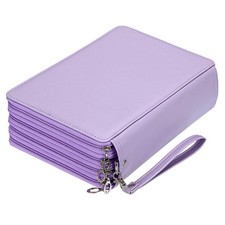 200-Slot Colored Pencil Organizer PU Leather Pencil Case Holder Large Purple