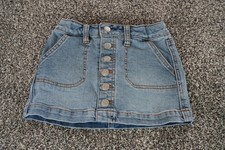 Cat  Jack Skirt Girls XS 4/5 Blue Denim Super Stretch Button Front Pockets