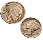 1929 Buffalo Nickel and 1926 S dime- 5c Five Cents Good Condition C-16