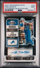 2023 Contenders Optic Rookie Ticket Auto Sam LaPorta #131 Black Pulsar /8 PSA