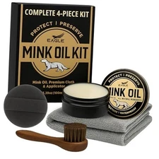 4-in-1 Mink Oil Leather Conditioner Kit – 3.52oz Waterproof Paste with 