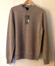  198 NWT Magaschoni Man Cashmere Crewneck Sweater MUSHROOM HEATHER Beige Large
