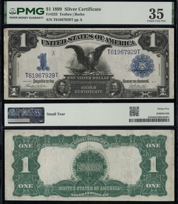 #ad #ad SC 1899 $1 Fr. 233 “Black Eagle” Silver Certificate PMG 35 Choice Very Fine $399.00