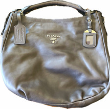 PRADA Milano Dark Gray Hobo Bag Crescent Zipp...